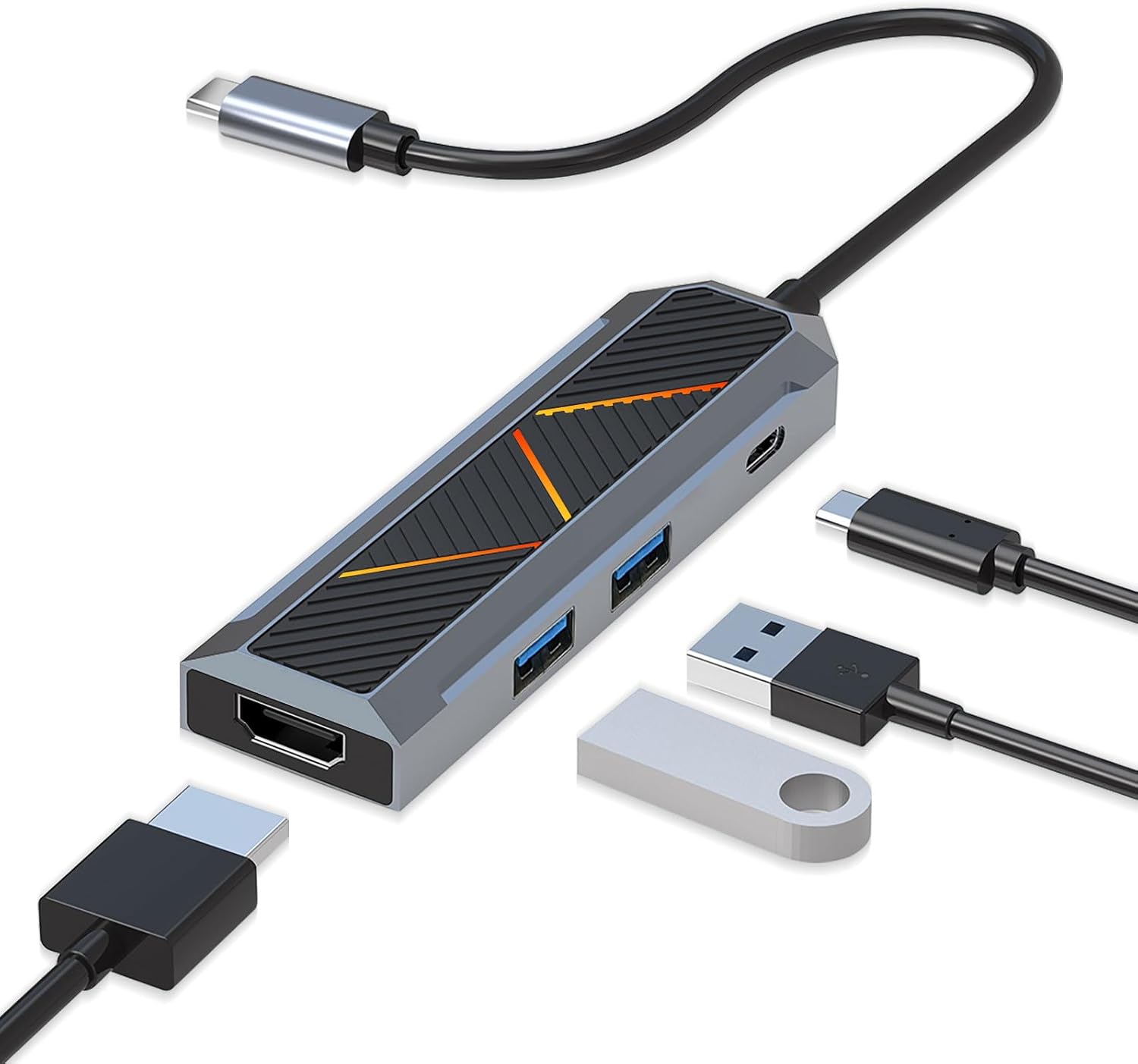 4-i-1 USB-C-hub med 4K 60Hz HDMI-splitter