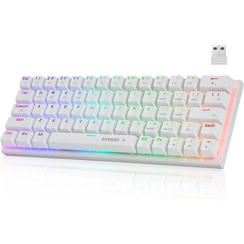 63 RGB-nøkler trådløst BT 2.4GHz type-c mekanisk spilltastatur
