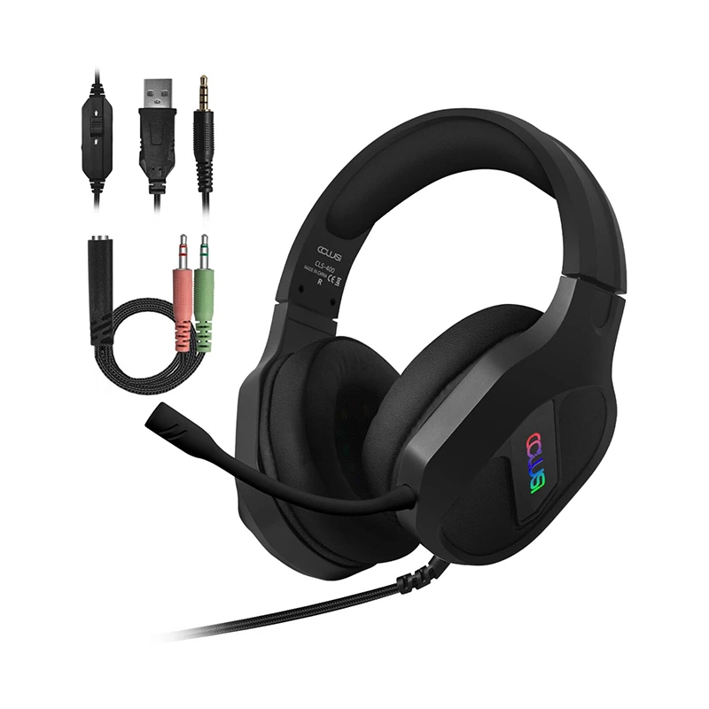 Gaming Headset 3,5 mm kablet RGB justerbart