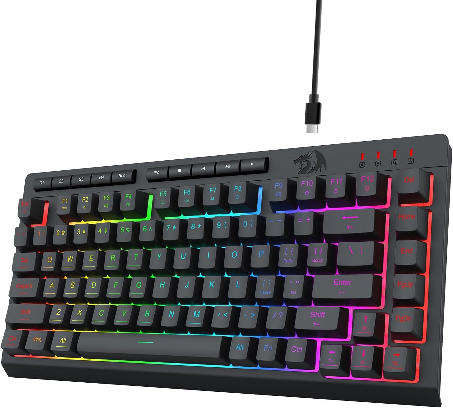 Svart K524 Wired Gaming RGB bakgrunnsbelyst, 75 % tastatur