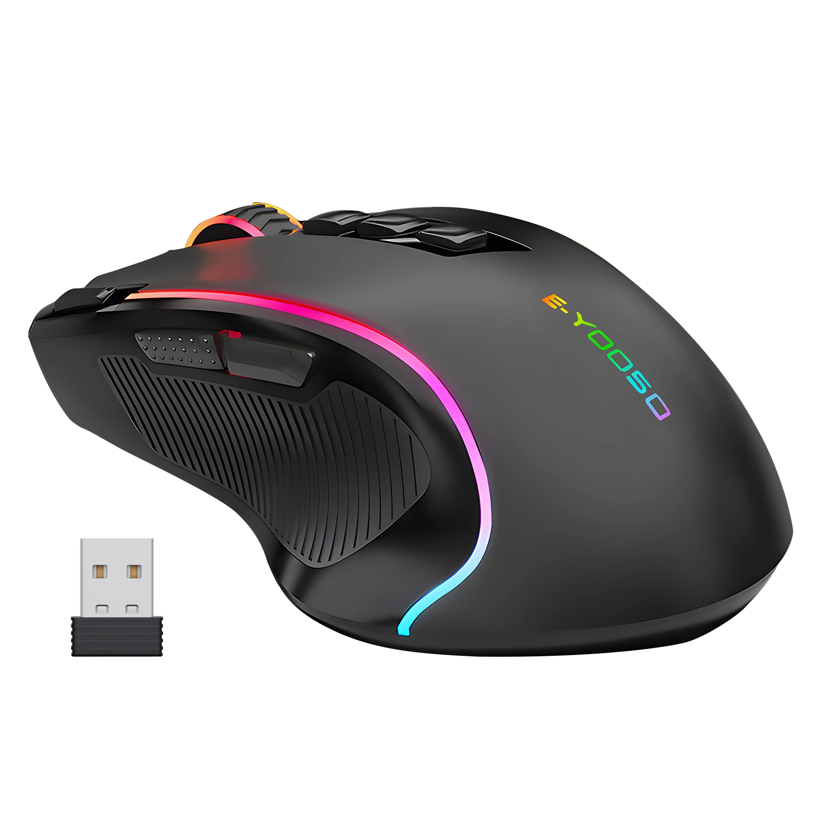 Trådløs spillmus RGB 9 programmerbare knapper